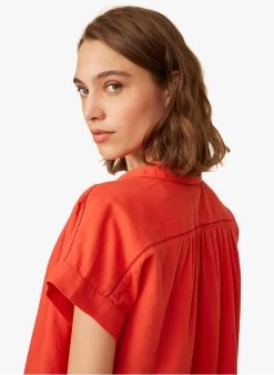 EGLANTINE - Katoenen Blouse Met Overhemdkraagje | Rood 10 EGLANTINE - Katoenen Blouse Met Overhemdkraagje | Rood -Chic Verkoop 3985409
