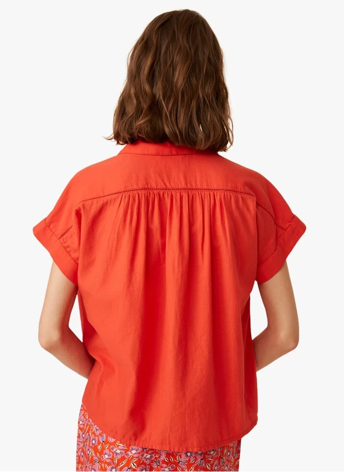 EGLANTINE - Katoenen Blouse Met Overhemdkraagje | Rood 4 EGLANTINE - Katoenen Blouse Met Overhemdkraagje | Rood - Afbeelding 2