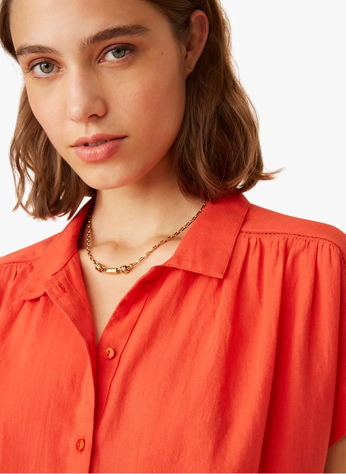 EGLANTINE - Katoenen Blouse Met Overhemdkraagje | Rood 7 EGLANTINE - Katoenen Blouse Met Overhemdkraagje | Rood - Afbeelding 5