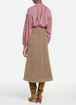 Vanessa Bruno ANASTASIA - Halflange, Gerende Rok Katoenblend | Groen -Chic Verkoop 3996041