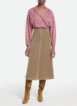 Vanessa Bruno ANASTASIA - Halflange, Gerende Rok Katoenblend | Groen