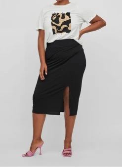 Halflange, Straight-fit Rok | Zwart -Chic Verkoop 3996506