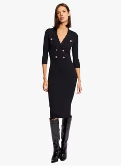 MORGAN RMITELA - Trui-jurk Met Reverskraag | Blauw -Chic Verkoop 4003556