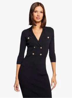 MORGAN RMITELA - Trui-jurk Met Reverskraag | Blauw