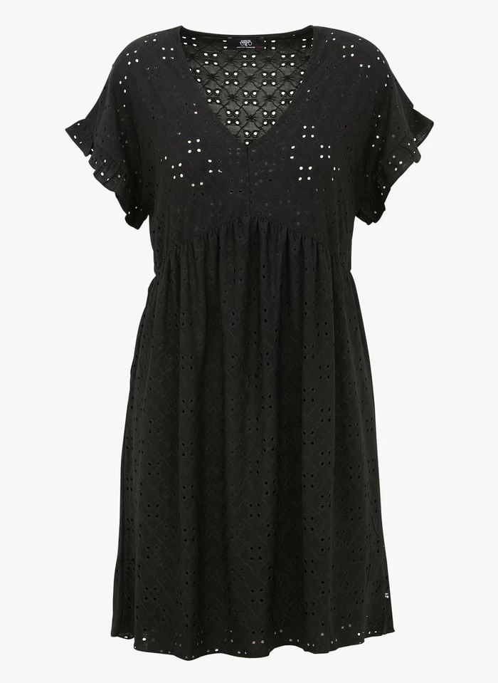 LE TEMPS DES CERISES LIA - Korte, Ruimvallende Jurk Met Ajourmotief En Borduursel | Zwart 5 LE TEMPS DES CERISES LIA - Korte, Ruimvallende Jurk Met Ajourmotief En Borduursel | Zwart - Afbeelding 3