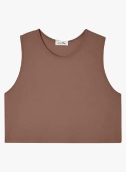 American Vintage ZELYM - Ruimvallende, Katoenen Top Met Ronde Hals | Bruin -Chic Verkoop 4007357