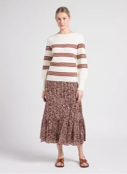 MAISON 123 KASSY J - Lange Rok Met Print | Beige -Chic Verkoop 4008429