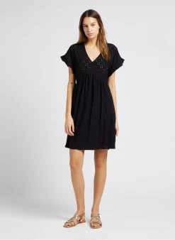 LE TEMPS DES CERISES LIA - Korte, Ruimvallende Jurk Met Ajourmotief En Borduursel | Zwart 10 LE TEMPS DES CERISES LIA - Korte, Ruimvallende Jurk Met Ajourmotief En Borduursel | Zwart -Chic Verkoop 4011884