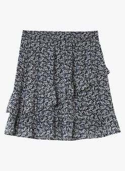 IMPERATRICE - Korte Rok Met Print En Volants | Blauw -Chic Verkoop 4012830