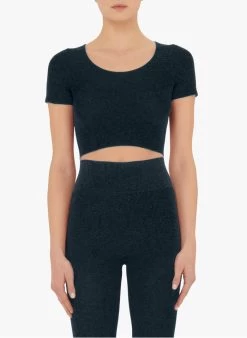 Wolford Shiny Crop Top - Korte Top Van Glanzend Tricot | Zwart