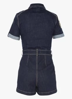Schott TRSWIFT2W - Playsuit Van Spijkerstof Met Badge | Jeans Onbewerkt -Chic Verkoop 4013717
