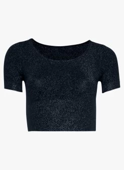 Wolford Shiny Crop Top - Korte Top Van Glanzend Tricot | Zwart -Chic Verkoop 4013740