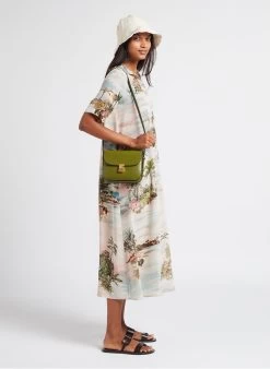 Momoni Lange, Zijden Jurk Met Klassieke Kraag En Print | Veelkleurig -Chic Verkoop 4023520