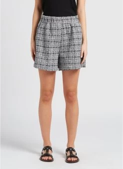 IVAN - Short Van Stretchtweed Met Glanzend Garen | Blauw