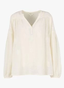 MAISON 123 TALIA - Ruimvallende, Katoenen Top Met Borduursel | Beige -Chic Verkoop 4027768