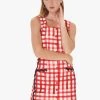 Tara Jarmon RAFF - Korte Jurk Met Vierkante Hals En Vichy-ruitje | Rood -Chic Verkoop 4030241