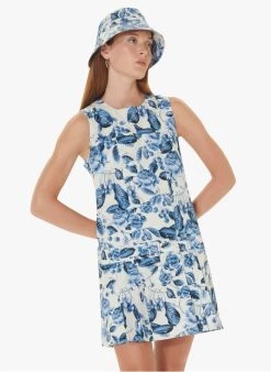 Tara Jarmon RILLA - Korte, Katoenen Jurk Met Ronde Hals En Print | Blauw