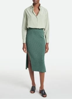 Vanessa Bruno AGNES - Halflange Rok Van Katoenmix | Groen -Chic Verkoop 4032073