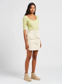 IMOGENE - Rechte, Katoenen Rok Met Hoge Taille | Wit -Chic Verkoop 4032334