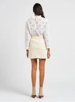 IMOGENE - Rechte, Katoenen Rok Met Hoge Taille | Wit -Chic Verkoop 4032347