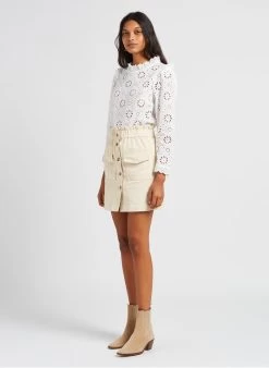 IMOGENE - Rechte, Katoenen Rok Met Hoge Taille | Wit -Chic Verkoop 4032348