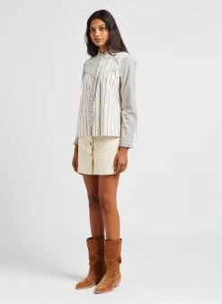 IMOGENE - Rechte, Katoenen Rok Met Hoge Taille | Wit -Chic Verkoop 4032353