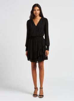 Michael Kors Korte Jurk Met Volants | Zwart