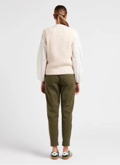 MAISON 123 TALIA - Ruimvallende, Katoenen Top Met Borduursel | Beige -Chic Verkoop 4035815