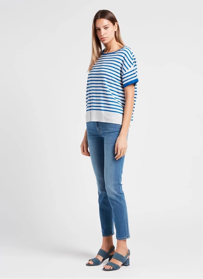 GERARD DAREL LAURALEE - Gestreepte, Linnen Top Met Ronde Hals | Blauw 6 GERARD DAREL LAURALEE - Gestreepte, Linnen Top Met Ronde Hals | Blauw - Afbeelding 4