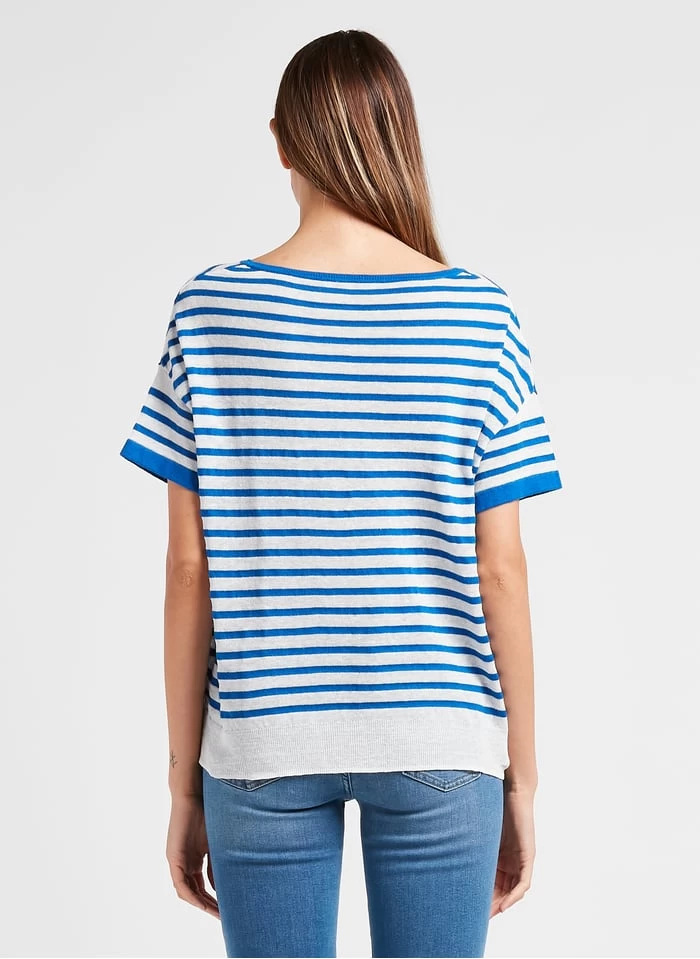 GERARD DAREL LAURALEE - Gestreepte, Linnen Top Met Ronde Hals | Blauw 4 GERARD DAREL LAURALEE - Gestreepte, Linnen Top Met Ronde Hals | Blauw - Afbeelding 2
