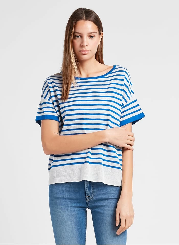 GERARD DAREL LAURALEE - Gestreepte, Linnen Top Met Ronde Hals | Blauw 3 GERARD DAREL LAURALEE - Gestreepte, Linnen Top Met Ronde Hals | Blauw