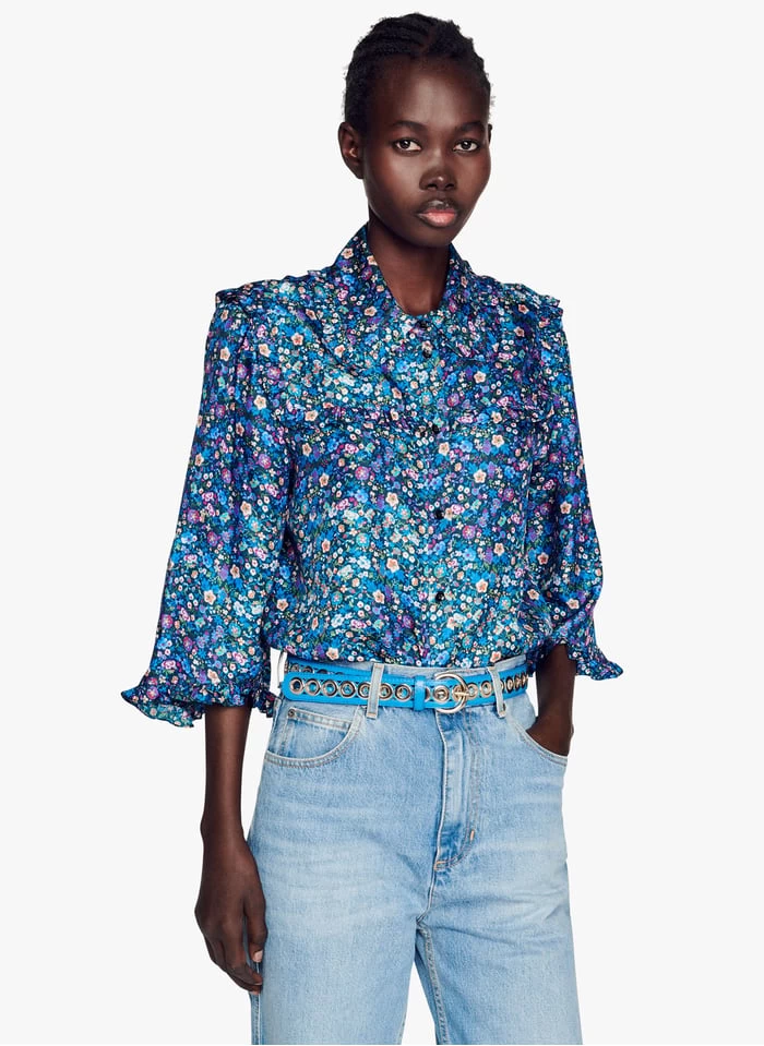 Sandro ALVADIA - Blouse Met Bloemenprint | Blauw 3 Sandro ALVADIA - Blouse Met Bloemenprint | Blauw