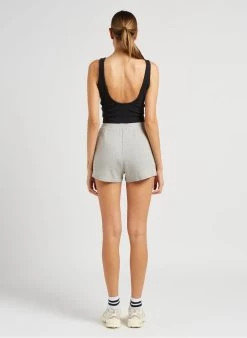 American Vintage PIWIK - Short Van Biokatoen Met Ribtextuur | Grijs -Chic Verkoop 4043665