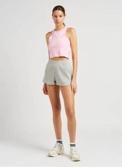 American Vintage PIWIK - Short Van Biokatoen Met Ribtextuur | Grijs -Chic Verkoop 4043670