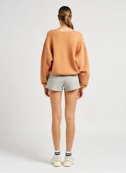 American Vintage PIWIK - Short Van Biokatoen Met Ribtextuur | Grijs -Chic Verkoop 4043673