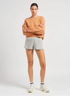 American Vintage PIWIK - Short Van Biokatoen Met Ribtextuur | Grijs -Chic Verkoop 4043674