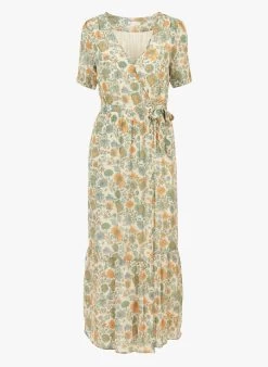 Louise Misha SANDHYA - Lange, Katoenen Jurk Met Overslag En Print | Veelkleurig -Chic Verkoop 4046345