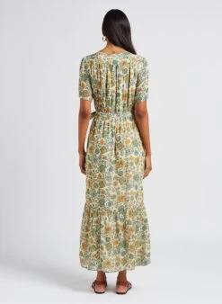 Louise Misha SANDHYA - Lange, Katoenen Jurk Met Overslag En Print | Veelkleurig -Chic Verkoop 4047231