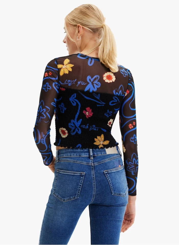 Desigual Blouse Van Tricot Met Print | Zwart 4 Desigual Blouse Van Tricot Met Print | Zwart - Afbeelding 2