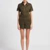 Schott TRSWIFTW - Playsuit Van Katoenmix Met Badge | Kaki 1 Schott TRSWIFTW - Playsuit Van Katoenmix Met Badge | Kaki -Chic Verkoop 4048070