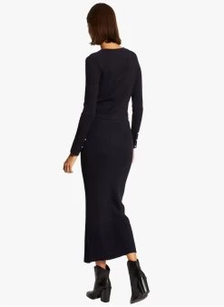 MORGAN JSUZY - Lange, Rechte Tricotrok | Blauw -Chic Verkoop 4050838
