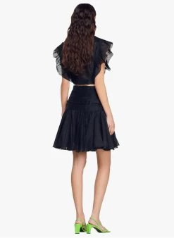 Sandro AMAZONITE - Korte Rok Linnenblend | Zwart -Chic Verkoop 4053388