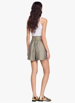 Sandro ARLES - Short Met Hoge Taille En Ceintuur | Kaki 14 Sandro ARLES - Short Met Hoge Taille En Ceintuur | Kaki -Chic Verkoop 4053402