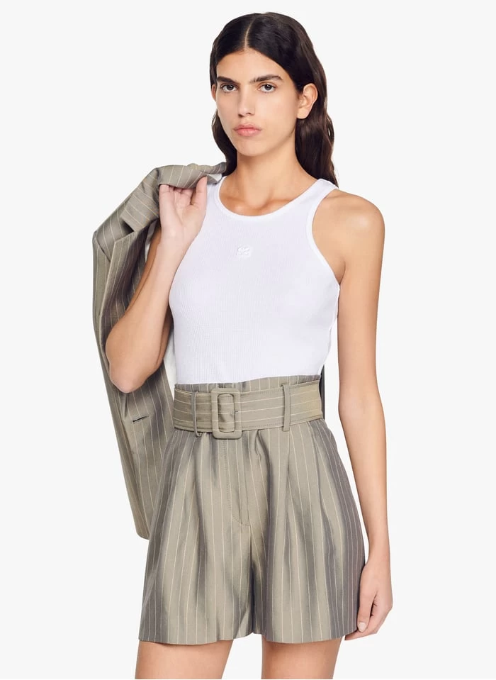 Sandro ARLES - Short Met Hoge Taille En Ceintuur | Kaki 3 Sandro ARLES - Short Met Hoge Taille En Ceintuur | Kaki