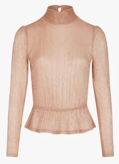 MORGAN TOSLO - Top Met Lange Mouw En Glansdraad | Roze -Chic Verkoop 4054370