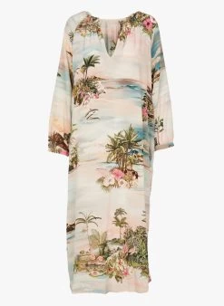 Momoni Lange, Zijden Jurk Met V-hals En Print | Veelkleurig -Chic Verkoop 4056476