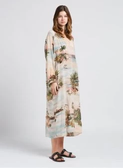 Momoni Lange, Zijden Jurk Met V-hals En Print | Veelkleurig -Chic Verkoop 4058436