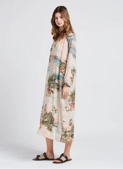 Momoni Lange, Zijden Jurk Met V-hals En Print | Veelkleurig -Chic Verkoop 4058439