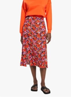 ESPRIT Halflange Rok Van Viscose Met Print | Blauw