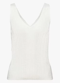 ESPRIT Gebreide Top Linnen/katoenblend | Wit -Chic Verkoop 4060186